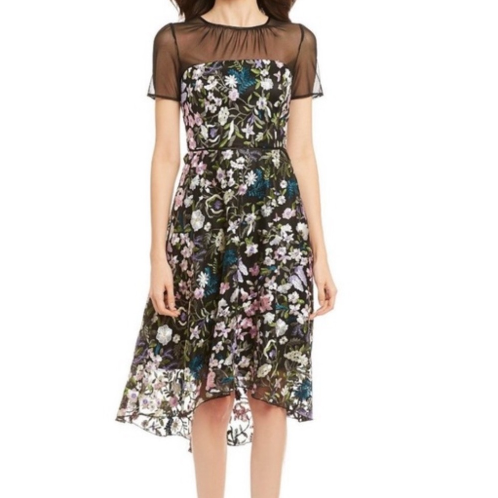 Alex Marie Floral Embroidered High Low Dress